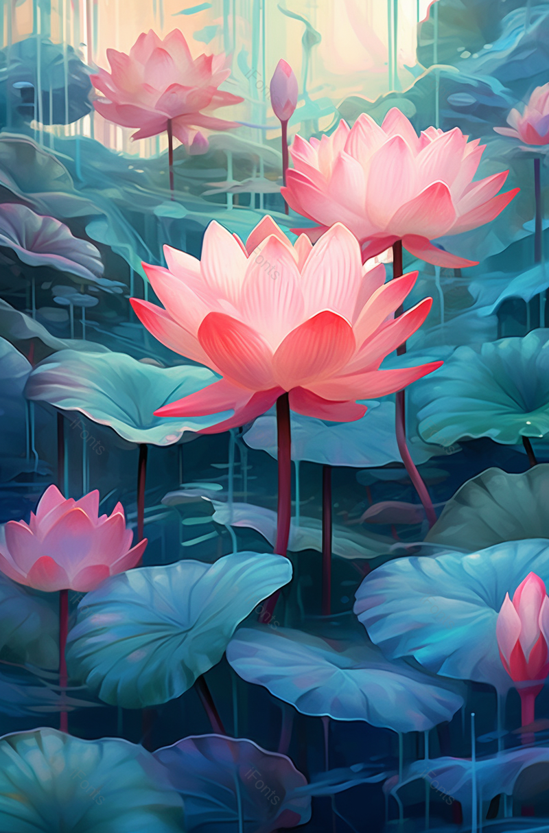 粉色荷花植物背景,插画/手绘图,插画/手绘图库,插画/手绘图下载,插画/手绘